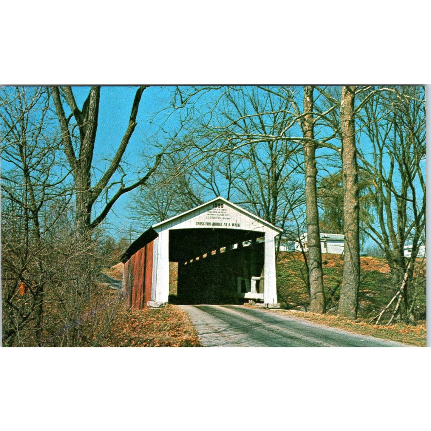 Melcher Bridge Parke County 24 Montezuma IN Vintage Covered Bridge Postcard PC15
