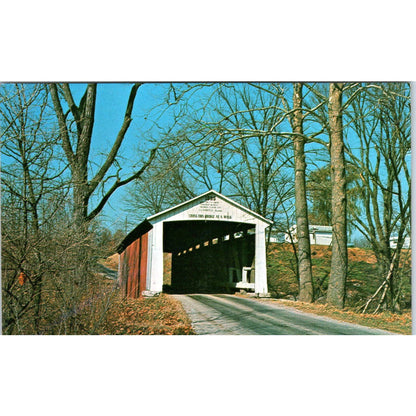 Melcher Bridge Parke County 24 Montezuma IN Vintage Covered Bridge Postcard PC15