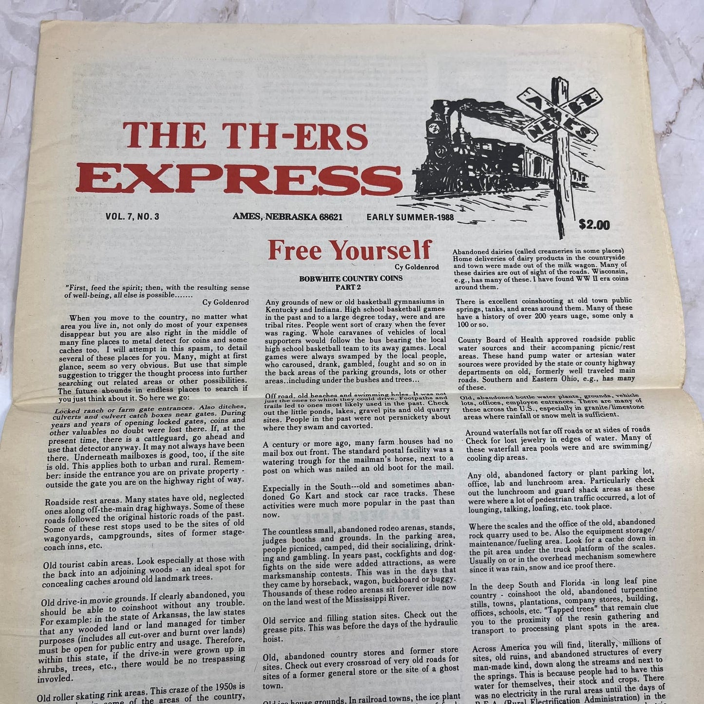 1988 Vol 7 No 3 TH-ers Express Treasure Hunting Newspaper Fremont NE M20