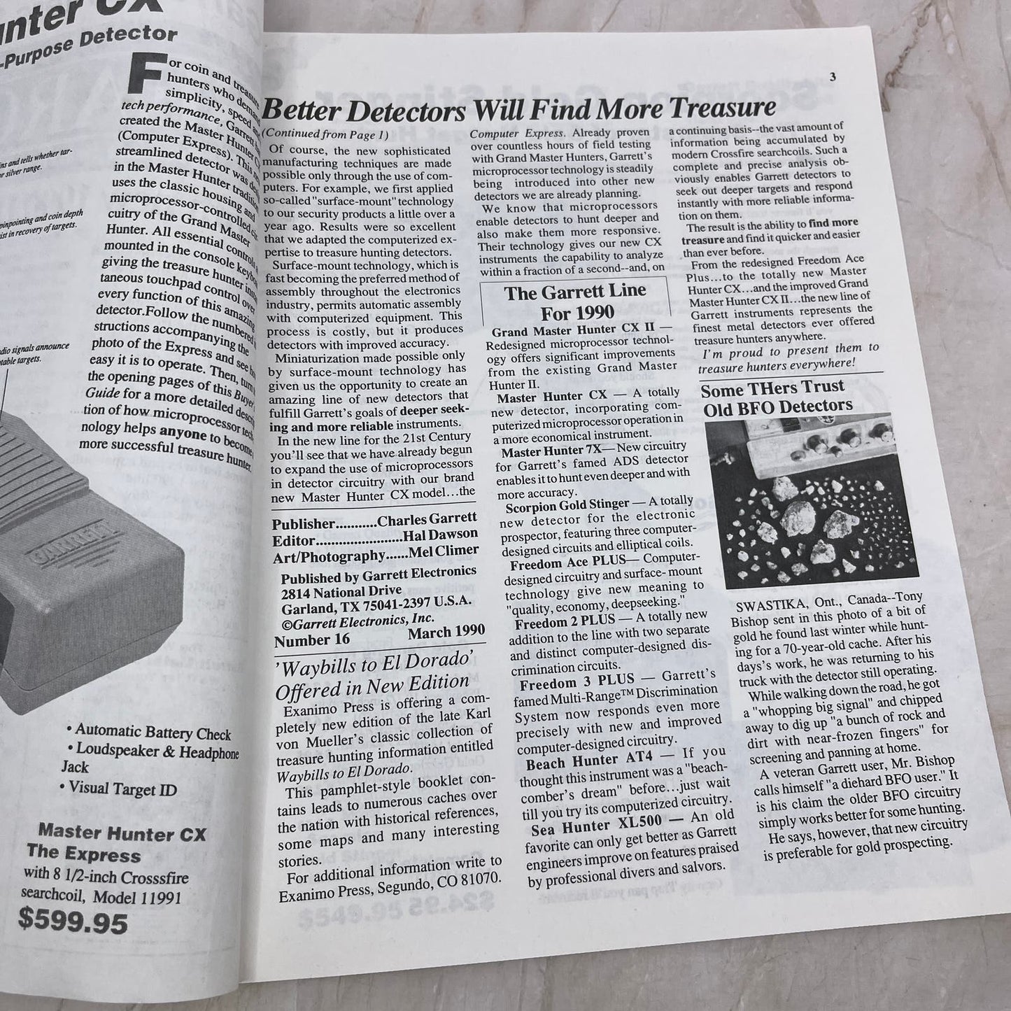 1990 Mar - The Garrett Searcher Newsletter Treasure Hunting Metal Detectors M20