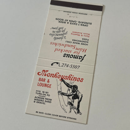 Monkeyshines Bar & Lounge Vintage Matchbook Cover TB6-MB2-6