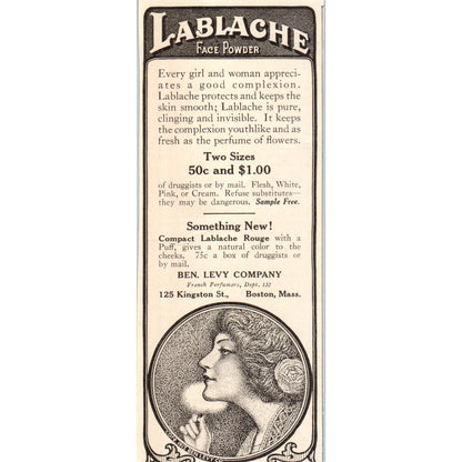 LaBlanche Face Powder Ben Levy Co Boston 1924 Magazine Ad AF7-LJ1
