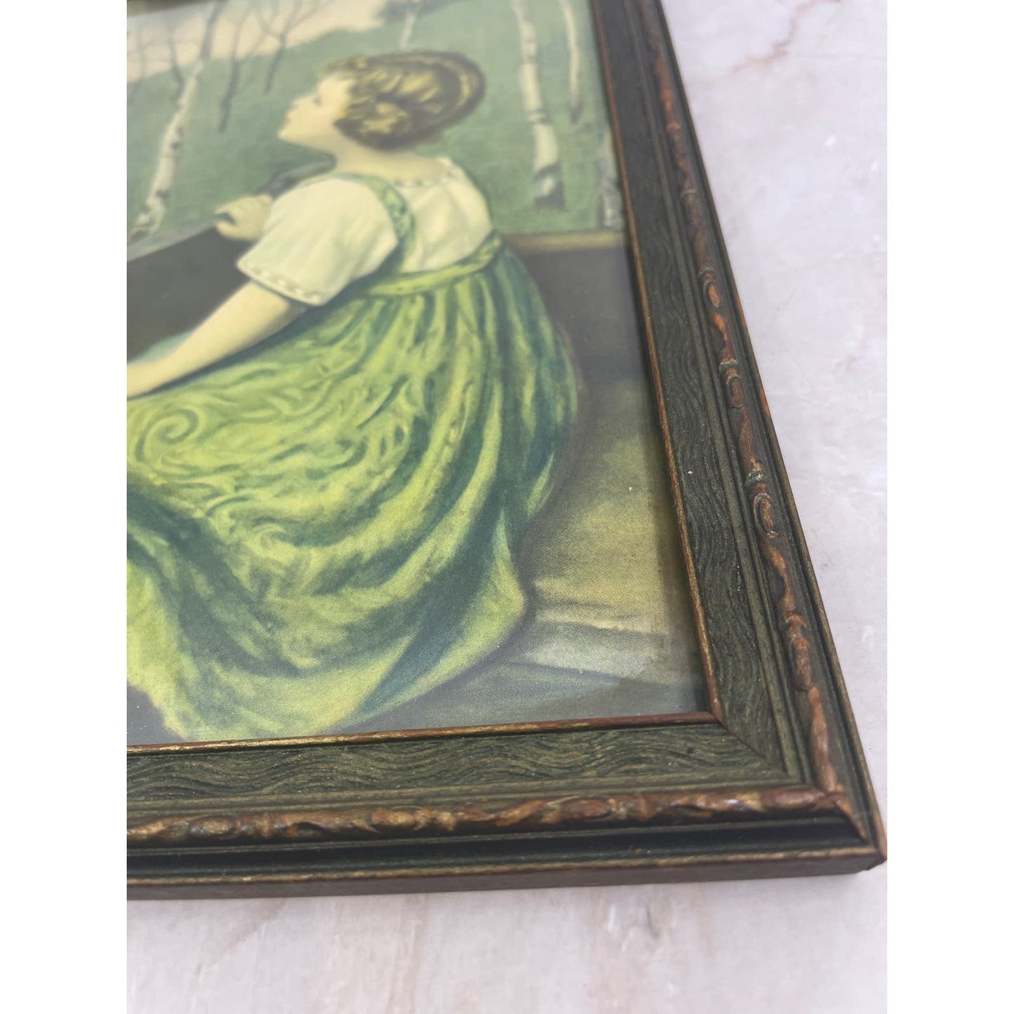 Framed Vintage Antique “Spring Song” Simon Glucklich Litho Print