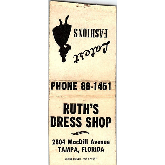 Ruth's Dress Shop Tampa Florida Vintage Matchbook Cover SC7-Y1