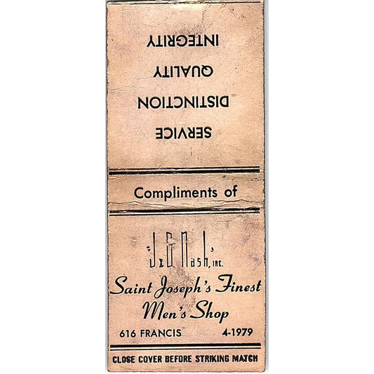J.D. Nash Inc St. Joseph Men's Shop Vintage Matchbook Cover SF3-Y3