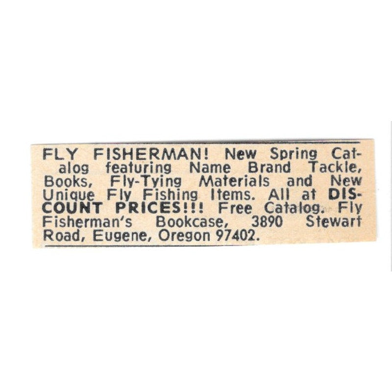 Fly Fisherman's Bookcase Eugene Oregon 1977 Ad AF6-S6