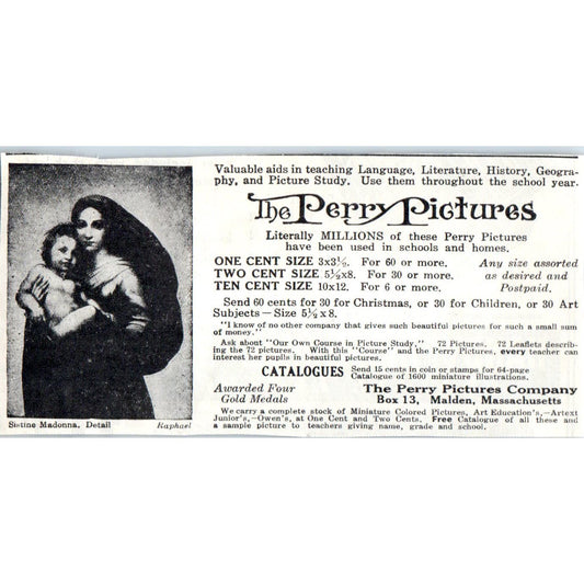 The Perry Pictures Co Sistine Madonna 1930s Magazine Advertisement AE4-I1