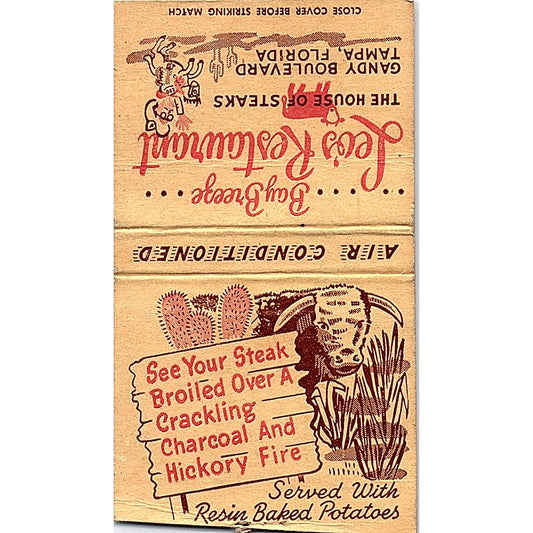 Bay Breeze Leo's Restaurant Gandy Blvd Tampa FL Vintage Matchbook Cover SC7-Y3