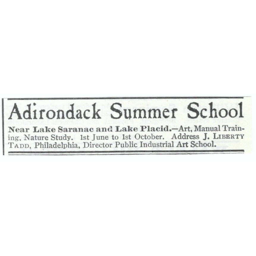 Adirondack Summer School J. Liberty Tadd Philadelphia 1903 Magazine Ad AF7-SS1