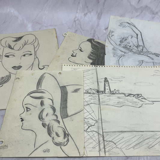 1940s Lot of Art Student Sketch & Studies Winifred Schutsky Pratt Institute TC5