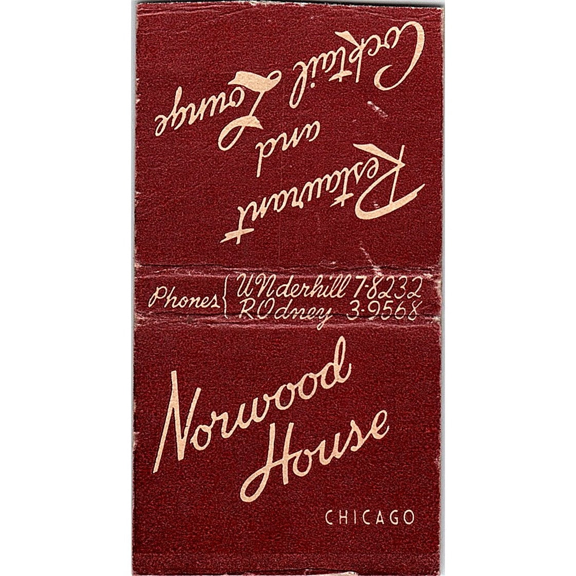 Norwood House Restaurant Chicago Vintage Matchbook Cover SC7-Y3