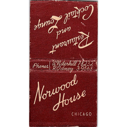 Norwood House Restaurant Chicago Vintage Matchbook Cover SC7-Y3