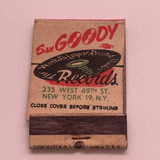 Sam Goody Records 235 West 49th St New York Vintage Matchbook Cover TB8-MB2-9