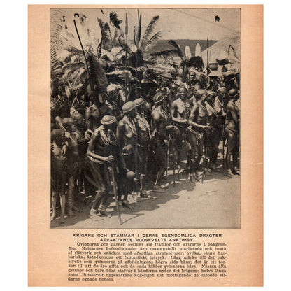 African Natives Awaiting Roosevelt's Arrival 1909 Swedish Engraving Print AF5-17