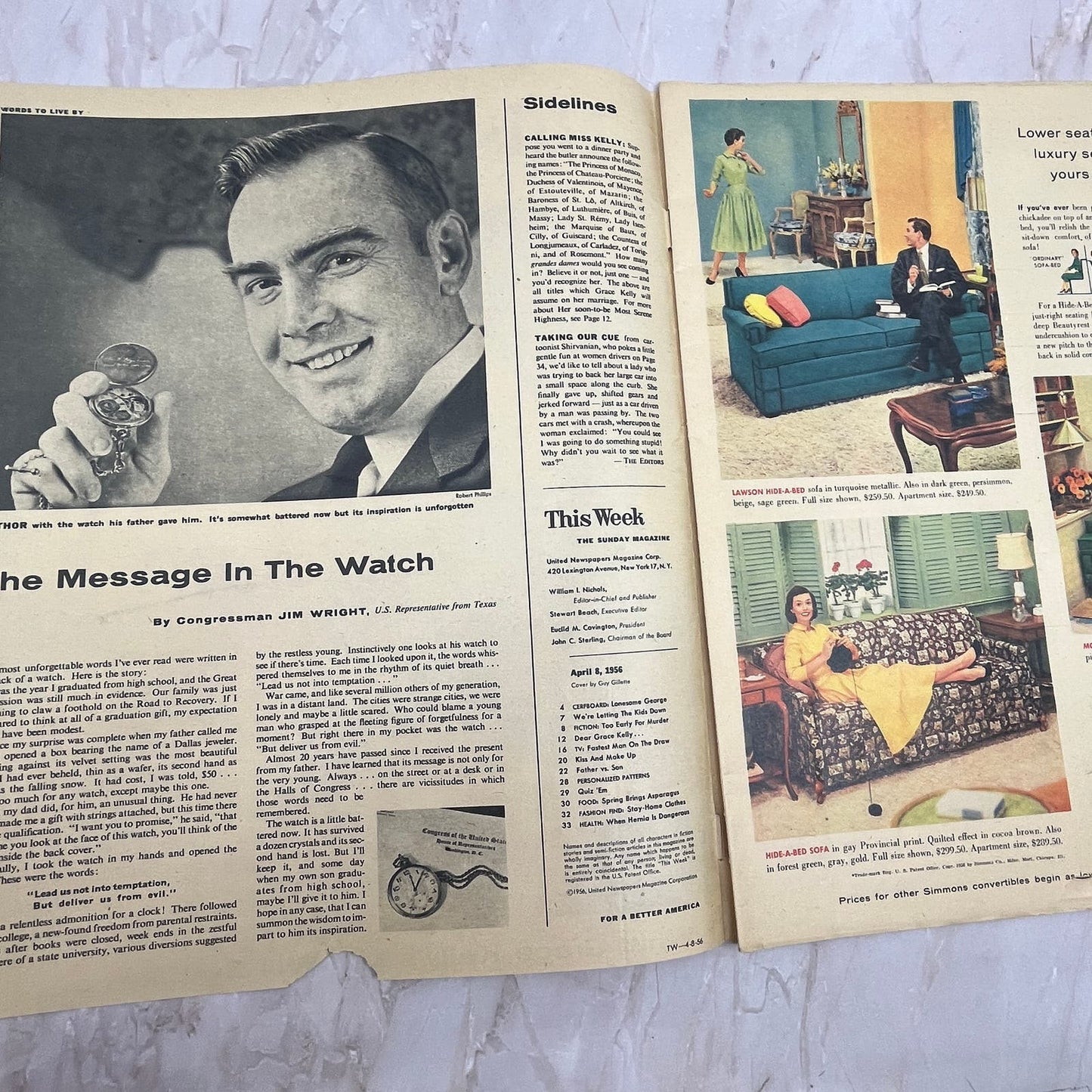 1956 April This Week Magazine George Susce Boston Red Sox Baseball FL6-2