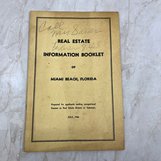 1946 Real Estate Information Booklet of Miami Beach Florida Booklet TI8-S7