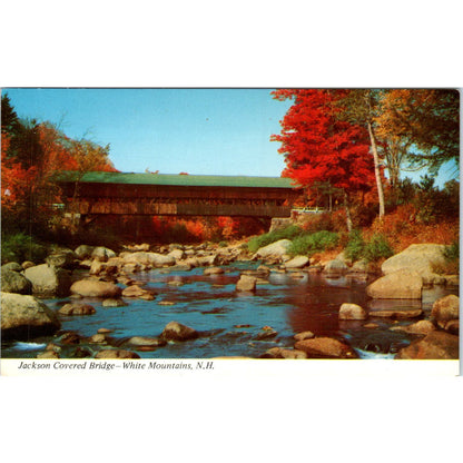 Jackson Bridge in Fall White Mountains NH Covered Bridge Postcard PC3