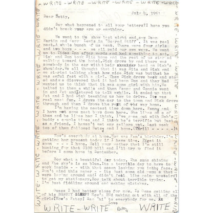 1953 Handwritten Letter From Teen Girl Betty Coulton Court Cape May NJ D18