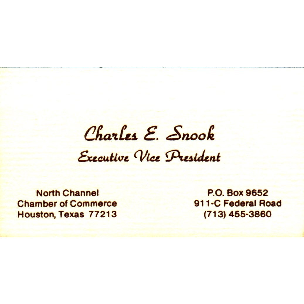 Charles E Snook North Channel Area Chamber of Commerce Vtg Business Card SE3-B9