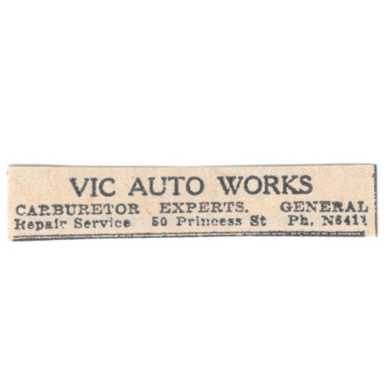 Vic Auto Works Carburetor Experts 50 Princess St Winnipeg 1920 Ad AG2-S5