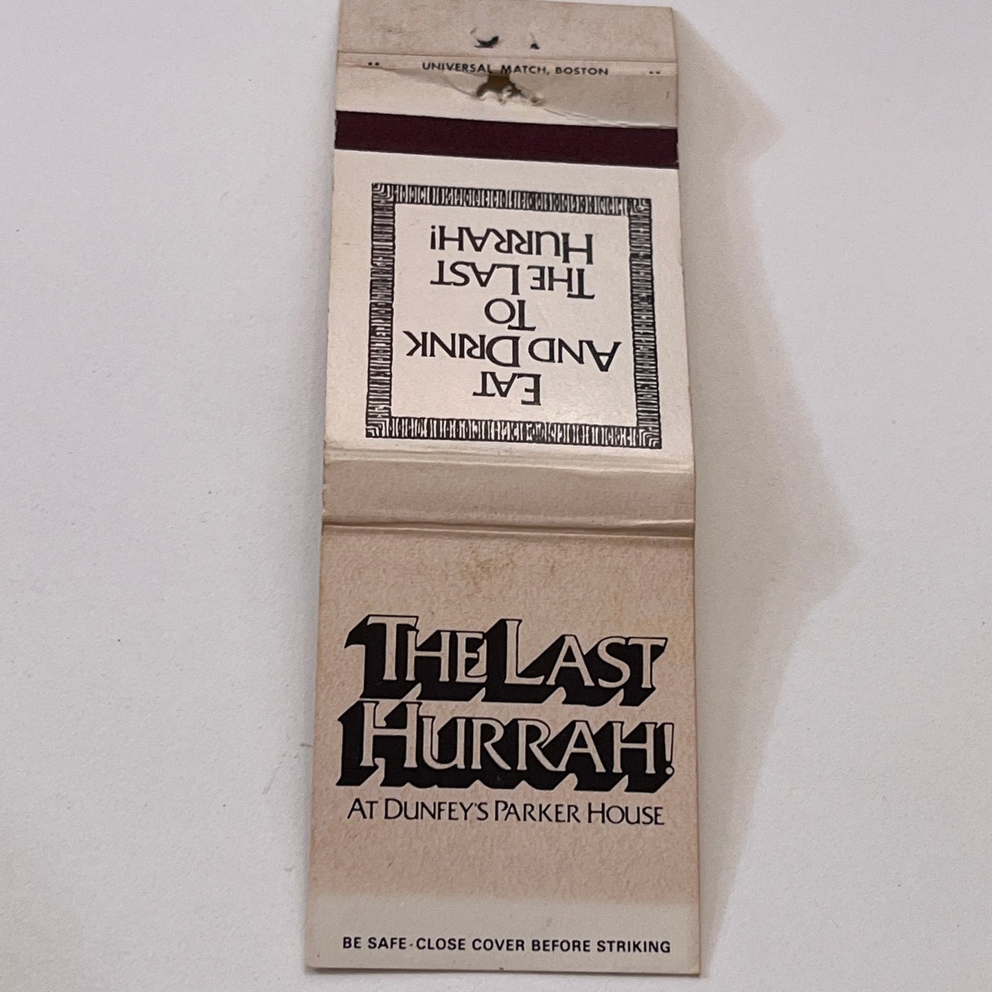 The Last Hurrah at Dunfey's Parker House Vintage Matchbook Cover TB6-MB1-11