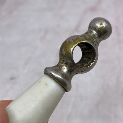 Antique Restoration Porcelain Hot Faucet Handle White Salvage Bathroom SF4