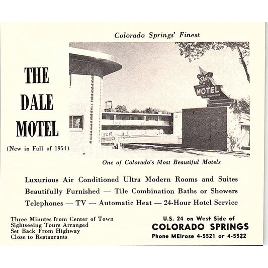 The Dale Motel Colorado Springs CO 1958 Ad AG1-H4