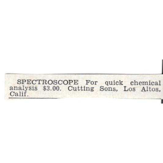 Spectroscope Chemical Analysis - Cutting Sons Los Alto CA 1955 Ad AG1-S6