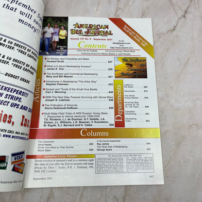 2001 Sept American Bee Journal Magazine Bees Beekeeping Honey M7