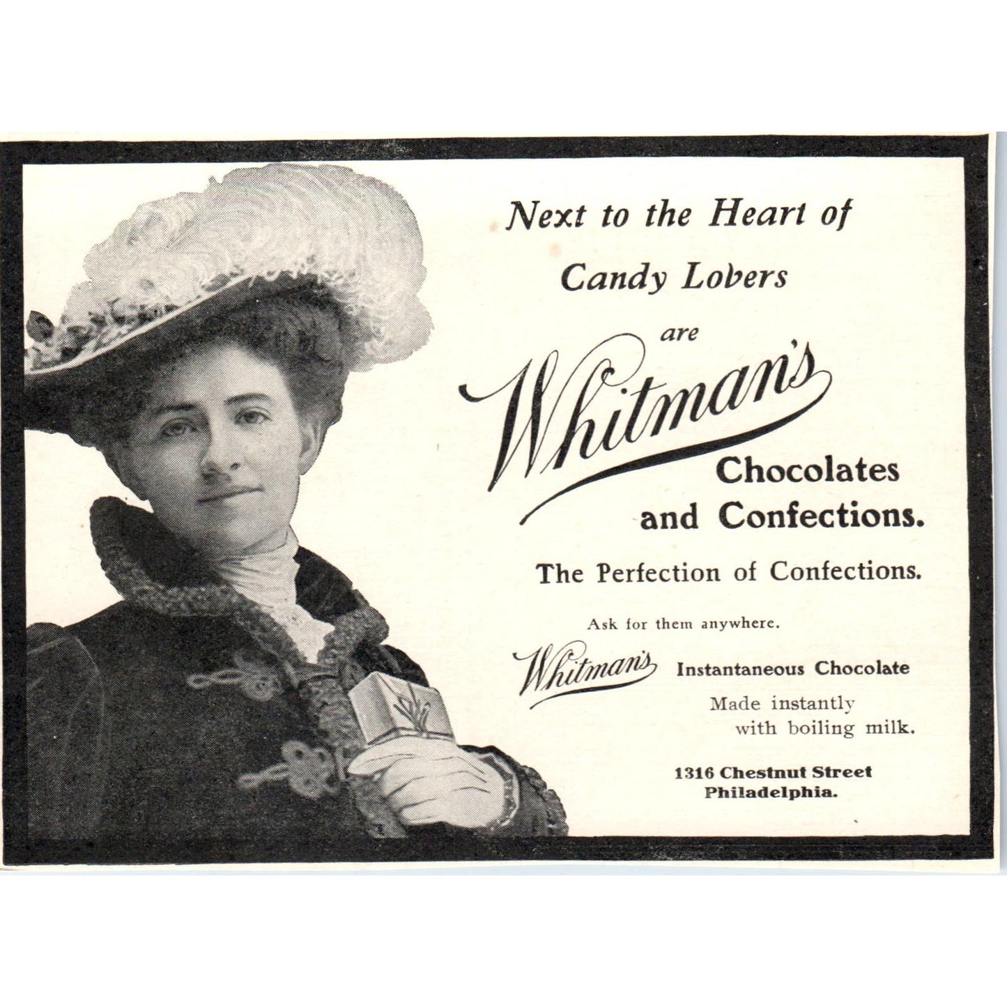 Whitman's Chocolates and Confections Philadelphia c1905 Victorian Ad AE9-MA1