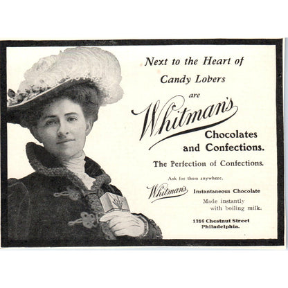 Whitman's Chocolates and Confections Philadelphia c1905 Victorian Ad AE9-MA1