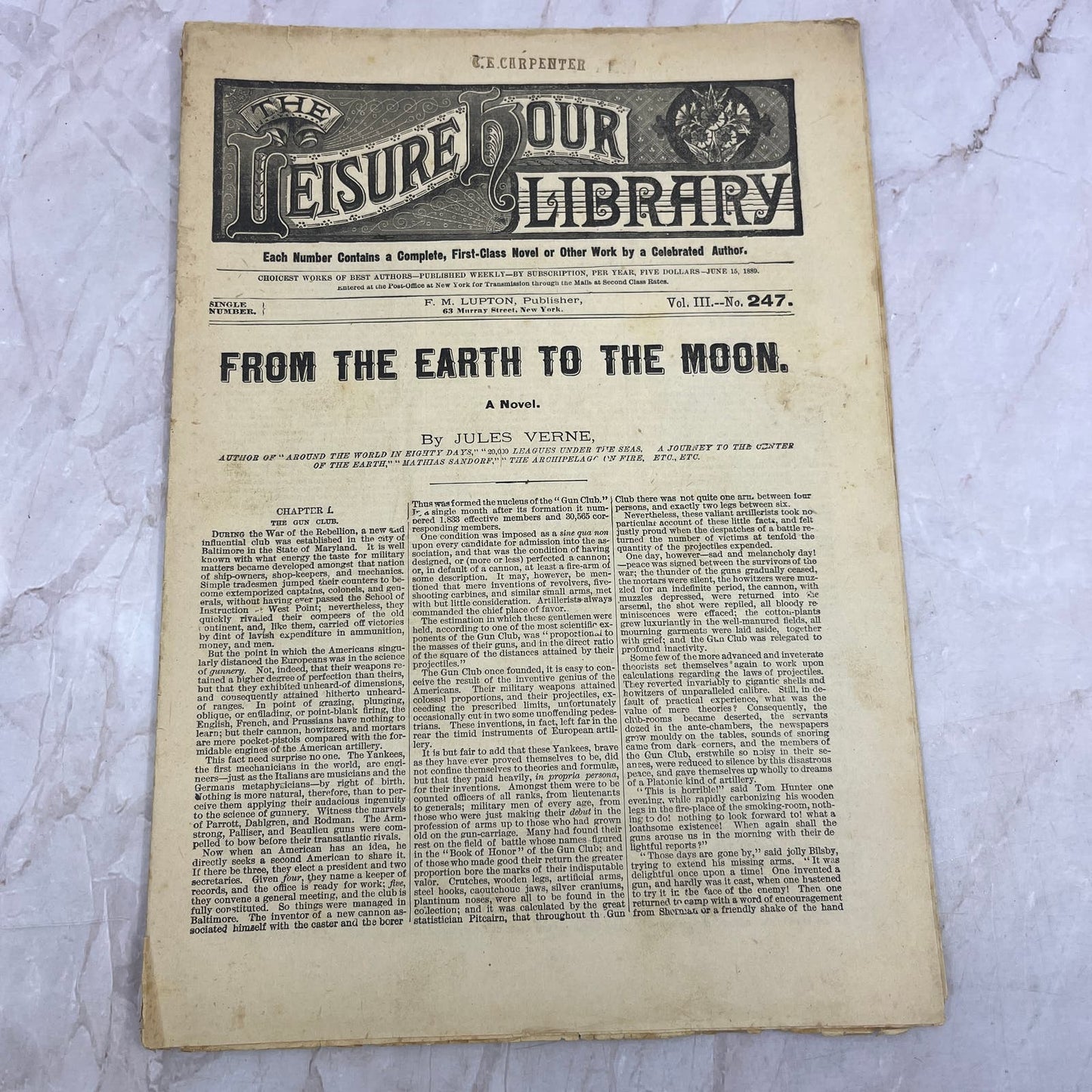 June 15 1889 The Leisure Hour Library - From the Earth to the Moon TG8-Z