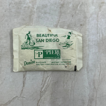 Vintage Pieri Domino Sugar Packet Beautiful San Diego Coastline CA AE3