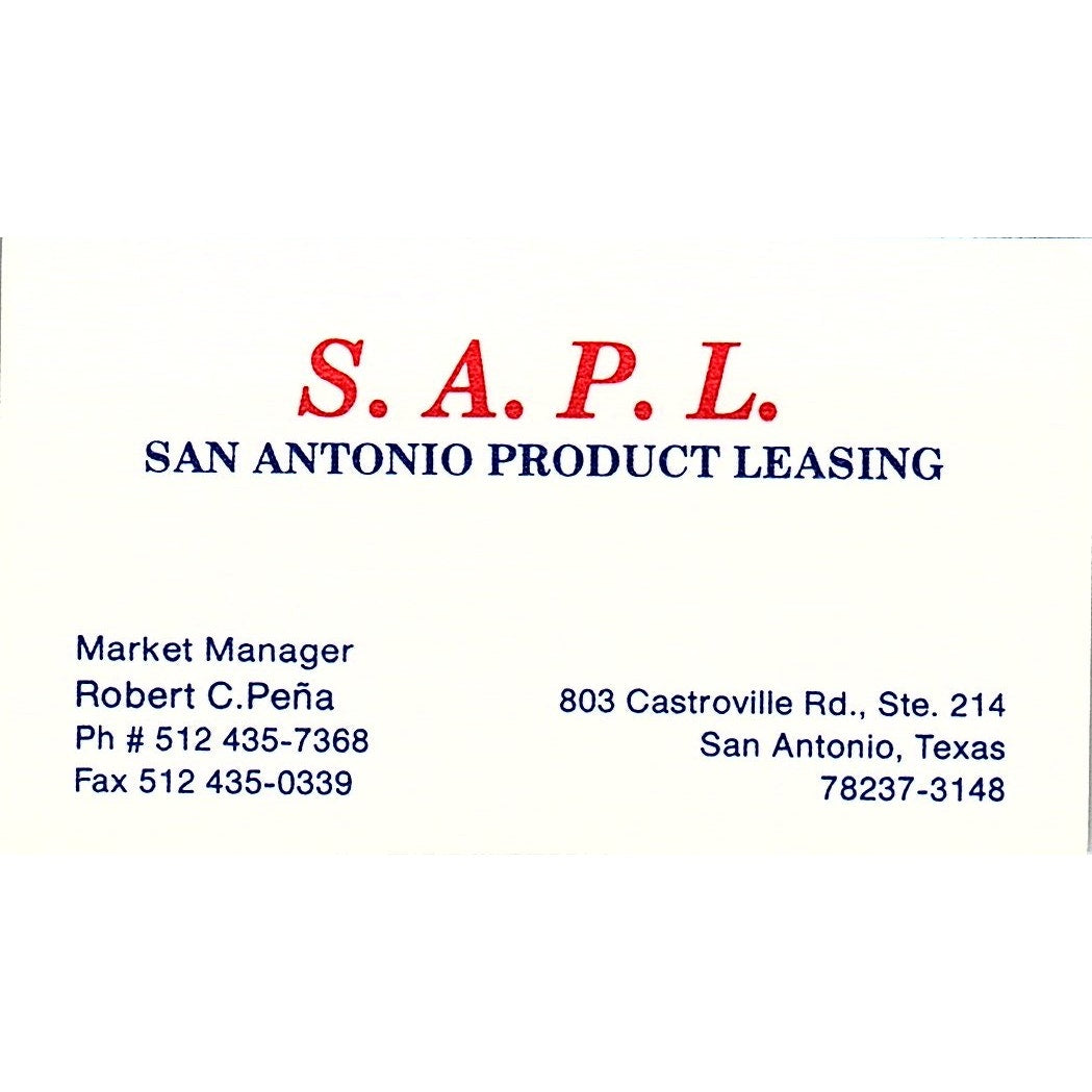 Robert C Peña San Antonio Product Leasing TX Vintage Business Card SD9-B12