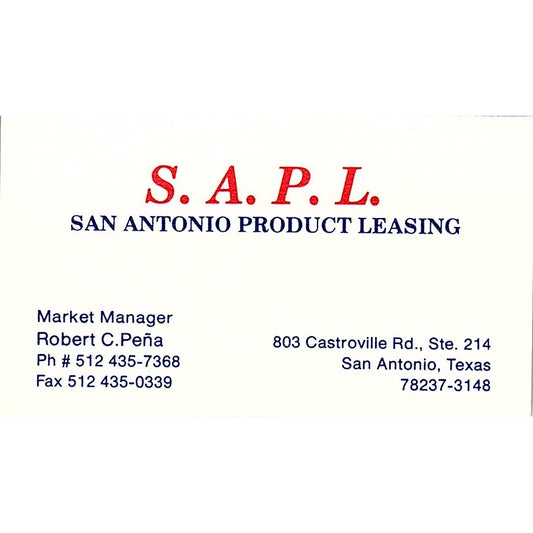 Robert C Peña San Antonio Product Leasing TX Vintage Business Card SD9-B12