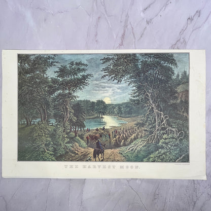 The Harvest Moon Currier & Ives Lithograph 10x16" Art Print V22