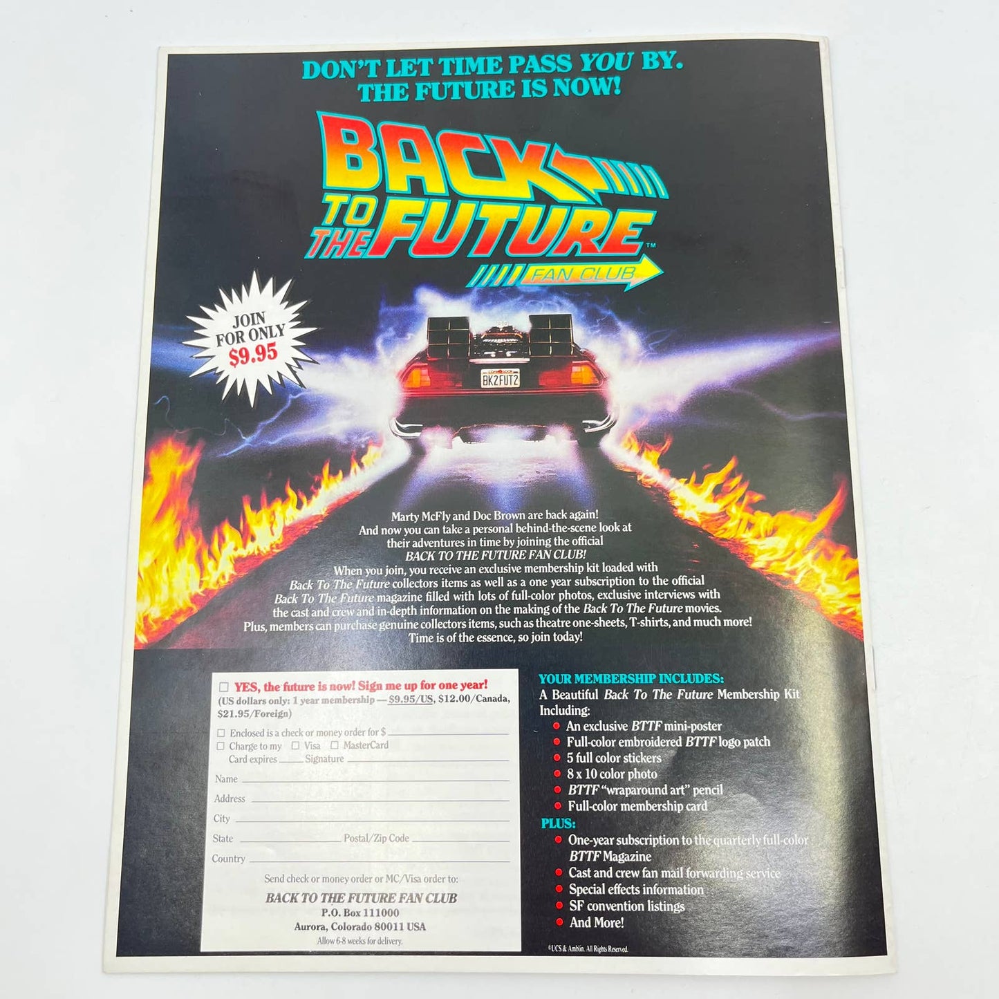 RARE 1990 Back to the Future Fan Club Magazine #1 TF7