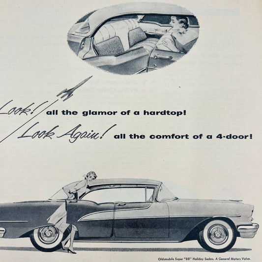 Vintage Advertisement 1950s Oldsmobile Super 88 Holiday Sedan Rocket 202 HP AA1