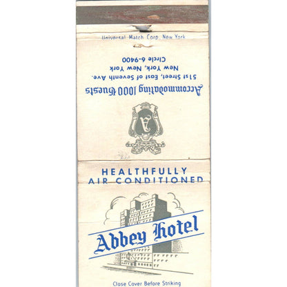 Abbey Hotel New York Advertising Matchbook Cover SA1-M10
