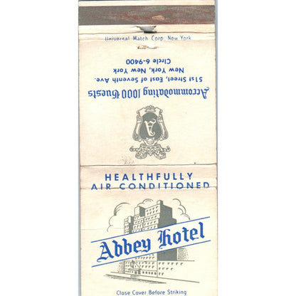 Abbey Hotel New York Advertising Matchbook Cover MM9-6