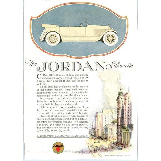 c1920 Harper's Magazine Ad - Jordan Motor Car Company Silhouette Cleveland TF6-1