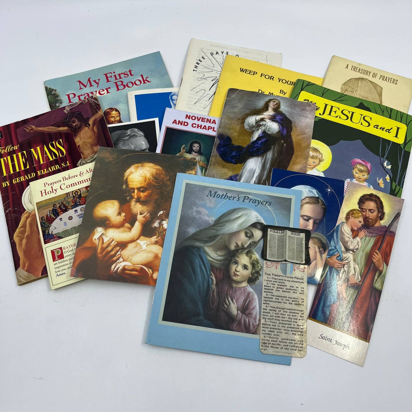 Huge Lot of Vintage Catholic Ephemera Relics Books & More SG5-2