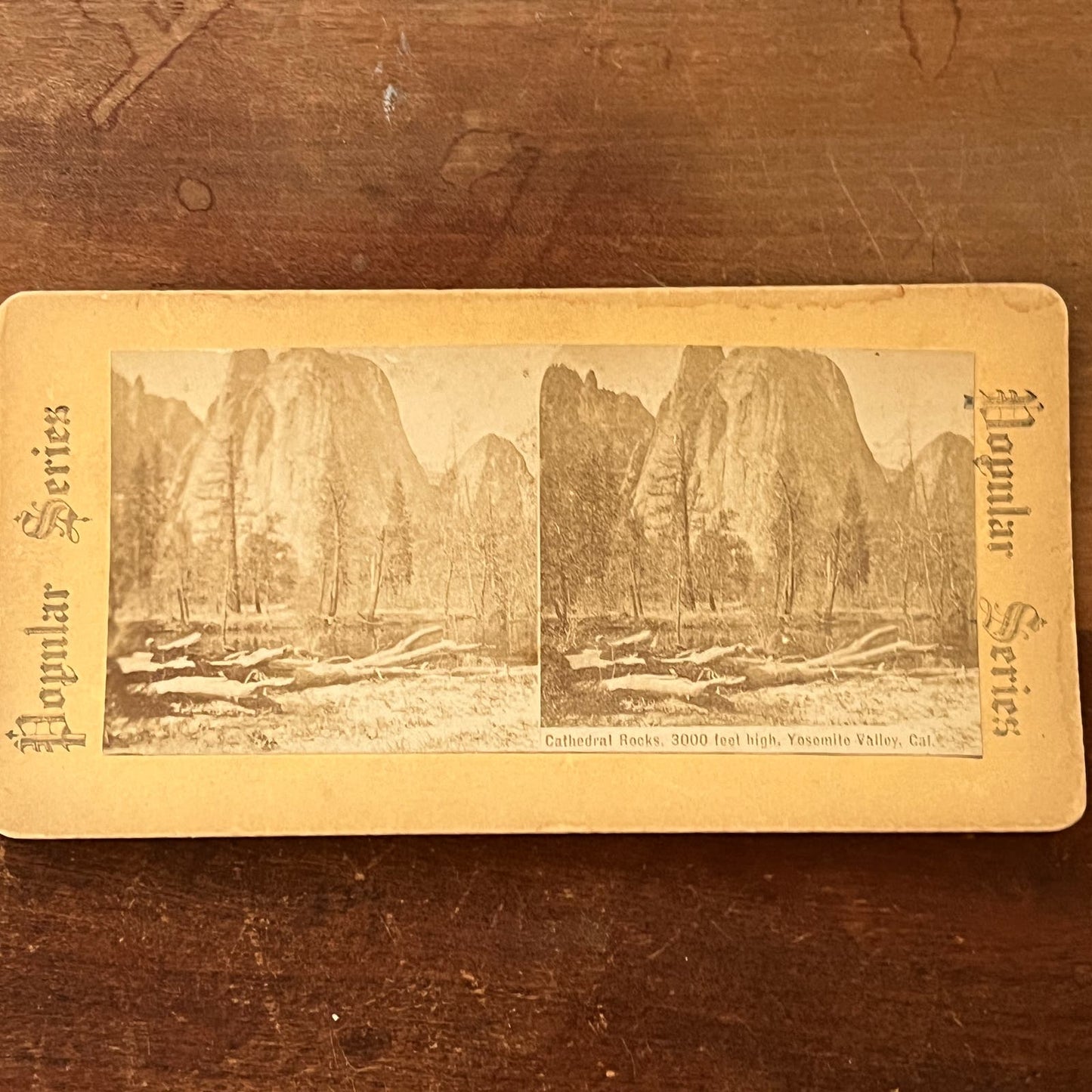 Cathedral Rocks Yosemite Valley CA c1880 Antique Stereoview Card TJ9-V4