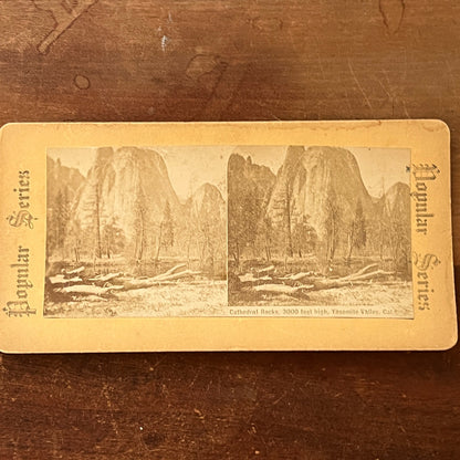Cathedral Rocks Yosemite Valley CA c1880 Antique Stereoview Card H2-3