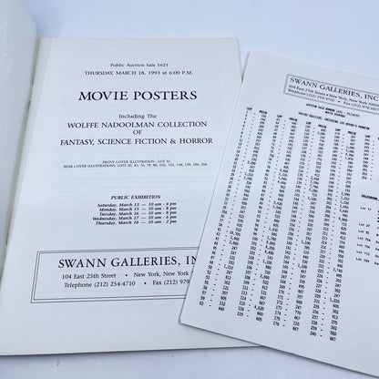 Movie Posters Auction Catalog Swann Galleries 1993 TF9