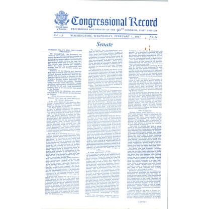The Congressional Record Feb 1 1965 George McGovern on Foreign Policy B13
