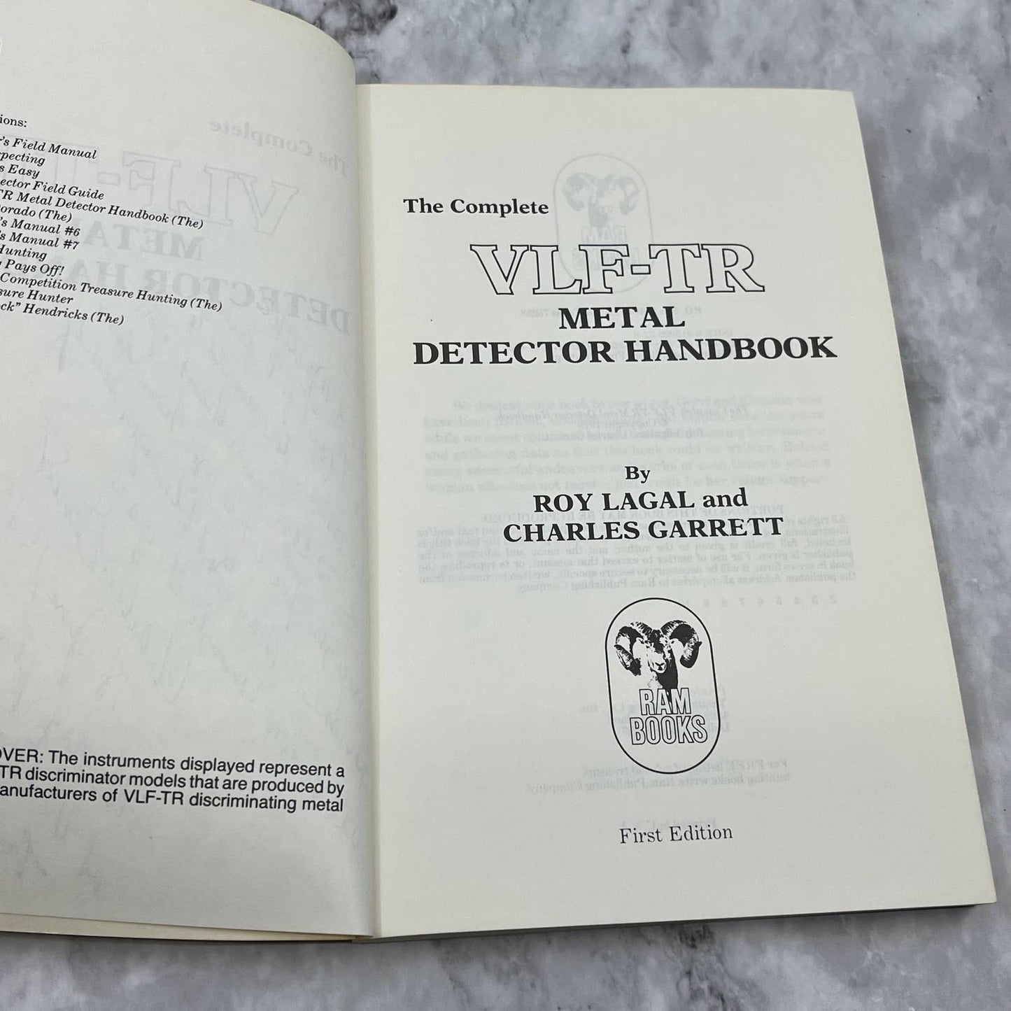 The Complete VLF-TR Metal Detector Handbook 1st Ed Signed by Charles Garrett TJ6