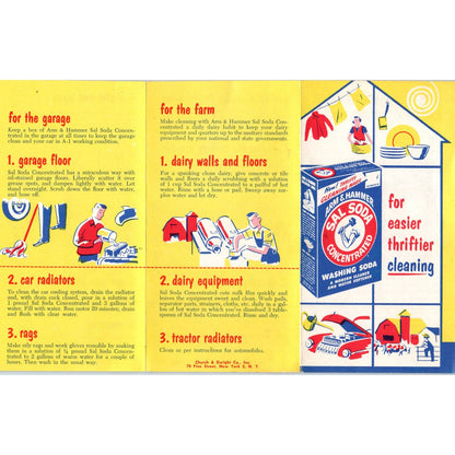 1957 Arm & Hammer Sal Soda Washing Soda Advertising Brochure Fold Out SE5