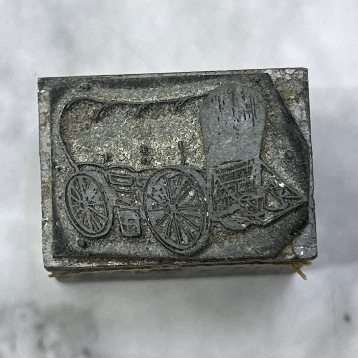 Vintage Printing Letterpress Printers Block Plate Covered Wagon SE821