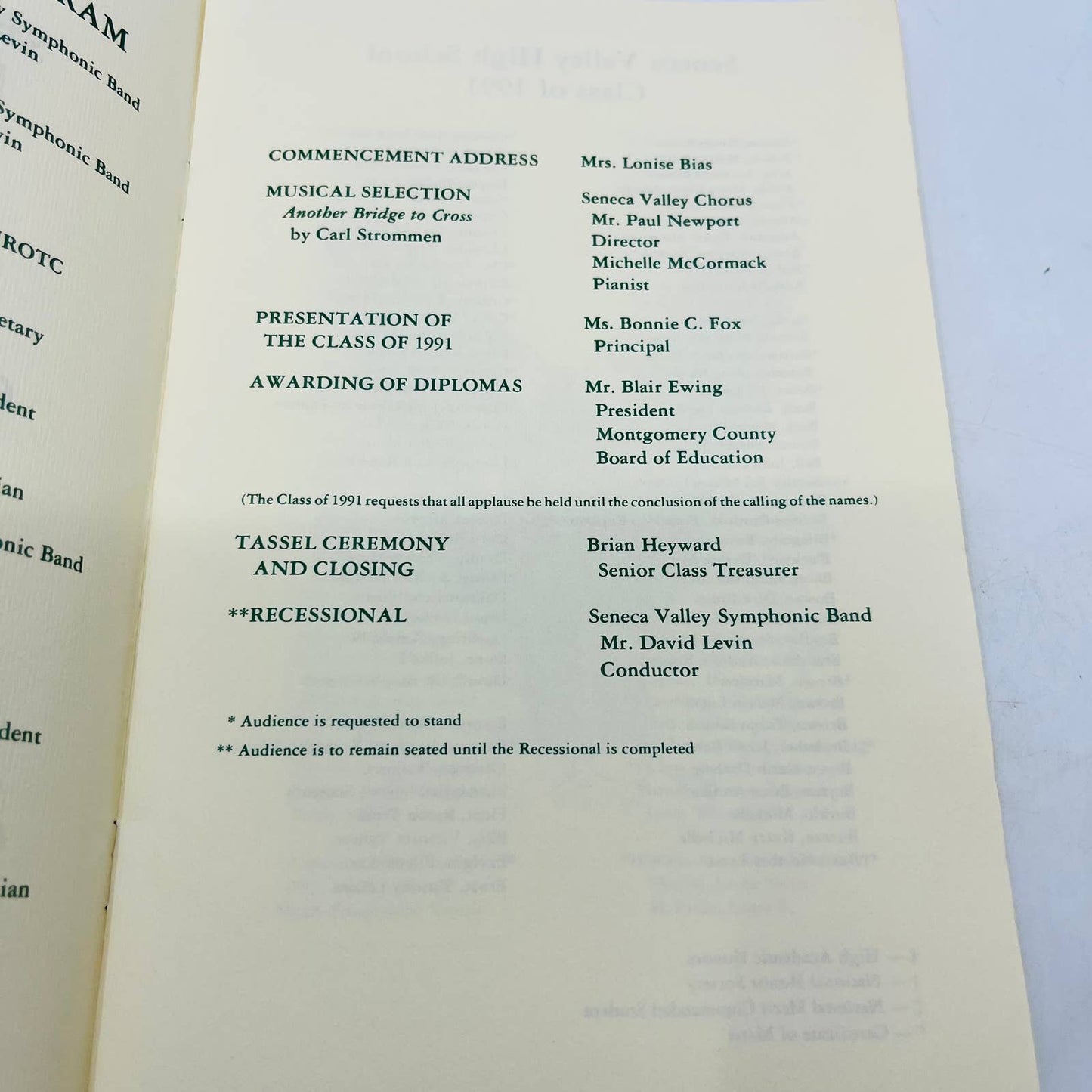 1991 Seneca Valley High School Graduation Celebration Program Germantown MD C4